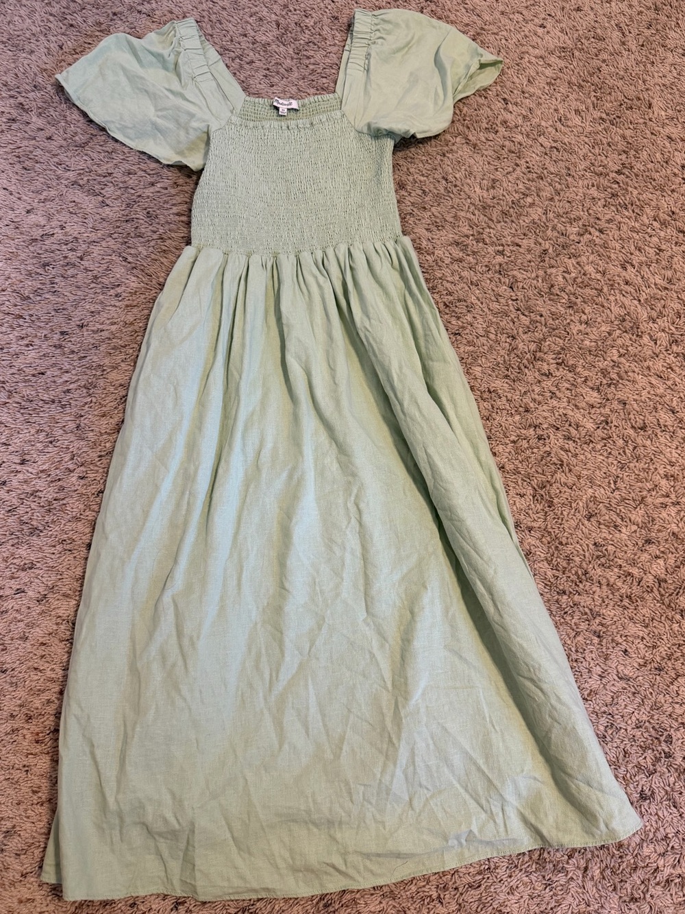 Madewell Sage Green Puff-Sleeve Maxi Dress - Size XS